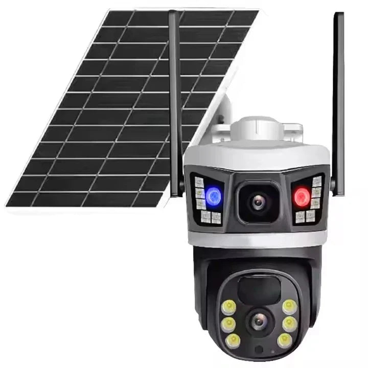 Cameră Supraveghere Solară 4G cu 2 Camere AT PERFORMANCE® – 6MP Full HD, PTZ, SIM, V380 Pro, Vedere Color Noaptea, Senzor PIR + AI, Exterior